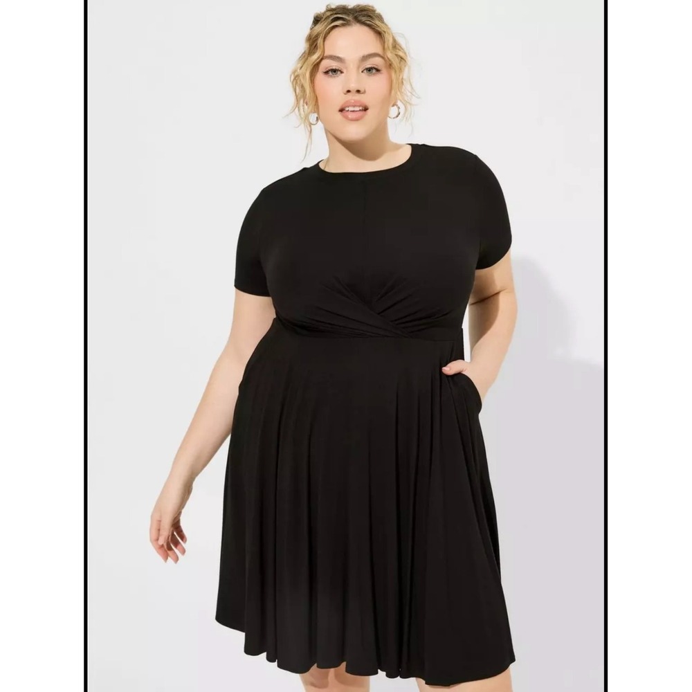 NWT Torrid Black Skater Dress Fit & Flare Jersey Knit Casual Mini Sz 2X